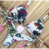 Bikini Set Women Swimwear Push Up Swimsuit Top Solid Bottom Print Bathing Suit Swim Wear Beach Women’s Floral Print Push-Up V-Wire Lettuce Bikini Set High Cut Spaghetti Straps Underwire Padded Swimsuit by Stevvex