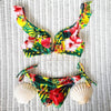 Bikini Set Women Swimwear Push Up Swimsuit Top Solid Bottom Print Bathing Suit Swim Wear Beach Women’s Floral Print Push-Up V-Wire Lettuce Bikini Set High Cut Spaghetti Straps Underwire Padded Swimsuit by Stevvex
