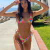 Bikini Set Women Swimwear Push Up Swimsuit Top Solid Bottom Print Bathing Suit Swim Wear Beach Women’s Floral Print Push-Up V-Wire Lettuce Bikini Set High Cut Spaghetti Straps Underwire Padded Swimsuit by Stevvex