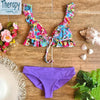 Bikini Set Women Swimwear Push Up Swimsuit Top Solid Bottom Print Bathing Suit Swim Wear Beach Women’s Floral Print Push-Up V-Wire Lettuce Bikini Set High Cut Spaghetti Straps Underwire Padded Swimsuit by Stevvex
