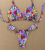 Bikini Set Women Swimwear Push Up Swimsuit Top Solid Bottom Print Bathing Suit Swim Wear Beach Women’s Floral Print Push-Up V-Wire Lettuce Bikini Set High Cut Spaghetti Straps Underwire Padded Swimsuit by Stevvex