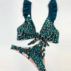 Bikini Set Women Swimwear Push Up Swimsuit Top Solid Bottom Print Bathing Suit Swim Wear Beach Women’s Floral Print Push-Up V-Wire Lettuce Bikini Set High Cut Spaghetti Straps Underwire Padded Swimsuit by Stevvex