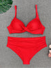 Bikini Sets Solid Color Swimsuit Mid-Waist Gather Cup Bikinis Women Swimwear Female Bathing Suits Beach wear Two Piece Swimsuits Triangle Bikini swimsuits for Women by Stevvex