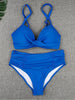 Bikini Sets Solid Color Swimsuit Mid-Waist Gather Cup Bikinis Women Swimwear Female Bathing Suits Beach wear Two Piece Swimsuits Triangle Bikini swimsuits for Women by Stevvex