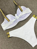 Bikini Sets Solid Color Swimsuit Mid-Waist Gather Cup Bikinis Women Swimwear Female Bathing Suits Beach wear Two Piece Swimsuits Triangle Bikini swimsuits for Women by Stevvex