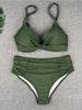 Bikini Sets Solid Color Swimsuit Mid-Waist Gather Cup Bikinis Women Swimwear Female Bathing Suits Beach wear Two Piece Swimsuits Triangle Bikini swimsuits for Women by Stevvex