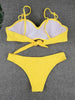 Bikini Sets Solid Color Swimsuit Mid-Waist Gather Cup Bikinis Women Swimwear Female Bathing Suits Beach wear Two Piece Swimsuits Triangle Bikini swimsuits for Women by Stevvex