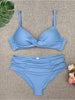 Bikini Sets Solid Color Swimsuit Mid-Waist Gather Cup Bikinis Women Swimwear Female Bathing Suits Beach wear Two Piece Swimsuits Triangle Bikini swimsuits for Women by Stevvex