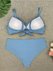 Bikini Sets Solid Color Swimsuit Mid-Waist Gather Cup Bikinis Women Swimwear Female Bathing Suits Beach wear Two Piece Swimsuits Triangle Bikini swimsuits for Women by Stevvex