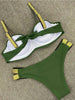 Bikini Sets Solid Color Swimsuit Mid-Waist Gather Cup Bikinis Women Swimwear Female Bathing Suits Beach wear Two Piece Swimsuits Triangle Bikini swimsuits for Women by Stevvex