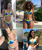 Bikini Solid Swimsuit Women Swimwear Push Up Bikini Set Patchwork Summer Beach Bathing Suit Swim Wear Halter Bikini Swimsuit Beach Swimming Traveling High Leg Bikini by Stevvex