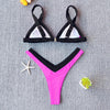 Bikini Solid Swimsuit Women Swimwear Push Up Bikini Set Patchwork Summer Beach Bathing Suit Swim Wear Halter Bikini Swimsuit Beach Swimming Traveling High Leg Bikini by Stevvex