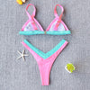 Bikini Solid Swimsuit Women Swimwear Push Up Bikini Set Patchwork Summer Beach Bathing Suit Swim Wear Halter Bikini Swimsuit Beach Swimming Traveling High Leg Bikini by Stevvex