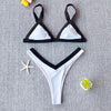 Bikini Solid Swimsuit Women Swimwear Push Up Bikini Set Patchwork Summer Beach Bathing Suit Swim Wear Halter Bikini Swimsuit Beach Swimming Traveling High Leg Bikini by Stevvex