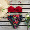 Bikini Swimsuit Women Swimwear Push Up Bikinis Set Leaf Print Female High Waist Swimming Suits For Bathing Suit Women Swimsuit Floral Print Bathing Suit Twist Front High Waist Bikini Set by Stevvex
