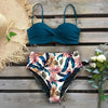 Bikini Swimsuit Women Swimwear Push Up Bikinis Set Leaf Print Female High Waist Swimming Suits For Bathing Suit Women Swimsuit Floral Print Bathing Suit Twist Front High Waist Bikini Set by Stevvex