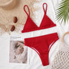 Bikini Swimwear Swimsuit Women Solid Bathing Suit Bikini Set With Pad Female High Waist Beachwear Women Bikini Swimsuits 2 Piece Deep V Neck Swimwear Adjustable Strap Back Bathing Suits by Stevvex