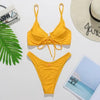 Bikini Swimwear Women Green Swimsuits Bathing Suit Beachwear Women's Ribbed Braided String Bikini Lace Up Swimsuit Square Collar High Cut Bathing Suit by Stevvex