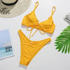 Bikini Swimwear Women Green Swimsuits Bathing Suit Beachwear Women's Ribbed Braided String Bikini Lace Up Swimsuit Square Collar High Cut Bathing Suit by Stevvex