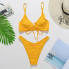 Bikini Swimwear Women Green Swimsuits Bathing Suit Beachwear Women's Ribbed Braided String Bikini Lace Up Swimsuit Square Collar High Cut Bathing Suit by Stevvex