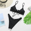 Bikini Swimwear Women Green Swimsuits Bathing Suit Beachwear Women's Ribbed Braided String Bikini Lace Up Swimsuit Square Collar High Cut Bathing Suit by Stevvex