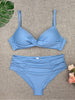 Bikini Swimwear Women High Waist Swimsuit Solid Color Bikini Set Women's Push Up Underwire Top Bottom Bikini Bathing Swimsuits Beach Wear Padded Push Up Bikini Set Female by Stevvex