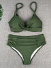 Bikini Swimwear Women High Waist Swimsuit Solid Color Bikini Set Women's Push Up Underwire Top Bottom Bikini Bathing Swimsuits Beach Wear Padded Push Up Bikini Set Female by Stevvex