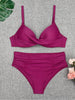 Bikini Swimwear Women High Waist Swimsuit Solid Color Bikini Set Women's Push Up Underwire Top Bottom Bikini Bathing Swimsuits Beach Wear Padded Push Up Bikini Set Female by Stevvex