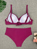 Bikini Swimwear Women High Waist Swimsuit Solid Color Bikini Set Women's Push Up Underwire Top Bottom Bikini Bathing Swimsuits Beach Wear Padded Push Up Bikini Set Female by Stevvex