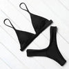 Bikini Swimwear Women Swimsuit Push Up Micro Bikinis Set Swimming Bathing Suit Beachwear Summer Thong Bottom Two Piece Bikini Double Shoulder Straps Cute Swimsuit Triangle Bathing Bikini by Stevvex