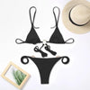 Bikini Triangle Adjust Swimwear Women's Crisscross Halter Bikini Lace Up Back Bandage Two Piece Strappy Bathing Suits G String Thong Swimwear Women Bathing Suit Hollow Out Quality Pleated Swimsuit Female Double-Sided Bikini Set by Stevvex