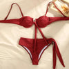 Bikini Triangle Adjust Swimwear Women's Crisscross Halter Bikini Lace Up Back Bandage Two Piece Strappy Bathing Suits G String Thong Swimwear Women Bathing Suit Hollow Out Quality Pleated Swimsuit Female Double-Sided Bikini Set by Stevvex