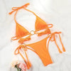 Bikini Triangle Adjust Swimwear Women's Crisscross Halter Bikini Lace Up Back Bandage Two Piece Strappy Bathing Suits G String Thong Swimwear Women Bathing Suit Hollow Out Quality Pleated Swimsuit Female Double-Sided Bikini Set by Stevvex