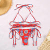 Bikini Triangle Adjust Swimwear Women's Crisscross Halter Bikini Lace Up Back Bandage Two Piece Strappy Bathing Suits G String Thong Swimwear Women Bathing Suit Hollow Out Quality Pleated Swimsuit Female Double-Sided Bikini Set by Stevvex