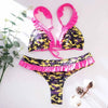 Bikini Triangle Adjust Swimwear Women's Crisscross Halter Bikini Lace Up Back Bandage Two Piece Strappy Bathing Suits G String Thong Swimwear Women Bathing Suit Hollow Out Quality Pleated Swimsuit Female Double-Sided Bikini Set by Stevvex