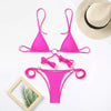 Bikini Triangle Adjust Swimwear Women's Crisscross Halter Bikini Lace Up Back Bandage Two Piece Strappy Bathing Suits G String Thong Swimwear Women Bathing Suit Hollow Out Quality Pleated Swimsuit Female Double-Sided Bikini Set by Stevvex
