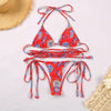 Bikini Triangle Adjust Swimwear Women's Crisscross Halter Bikini Lace Up Back Bandage Two Piece Strappy Bathing Suits G String Thong Swimwear Women Bathing Suit Hollow Out Quality Pleated Swimsuit Female Double-Sided Bikini Set by Stevvex