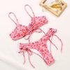 Bikini Triangle Adjust Swimwear Women's Crisscross Halter Bikini Lace Up Back Bandage Two Piece Strappy Bathing Suits G String Thong Swimwear Women Bathing Suit Hollow Out Quality Pleated Swimsuit Female Double-Sided Bikini Set by Stevvex