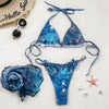 Bikini Women Push Up Swimsuit 3 Piece Bikini Set With Cover Up Women's Fashion 3 Piece Tie Dye Top Bikini Set Swimsuit Cover Up Skirt Swimwear Push Up Bather Swim Wear by Stevvex