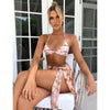 Bikini Women Push Up Swimsuit 3 Piece Bikini Set With Cover Up Women's Fashion 3 Piece Tie Dye Top Bikini Set Swimsuit Cover Up Skirt Swimwear Push Up Bather Swim Wear by Stevvex