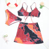 Bikini Women Push Up Swimsuit 3 Piece Bikini Set With Cover Up Women's Fashion 3 Piece Tie Dye Top Bikini Set Swimsuit Cover Up Skirt Swimwear Push Up Bather Swim Wear by Stevvex