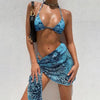 Bikini Women Push Up Swimsuit 3 Piece Bikini Set With Cover Up Women's Fashion 3 Piece Tie Dye Top Bikini Set Swimsuit Cover Up Skirt Swimwear Push Up Bather Swim Wear by Stevvex