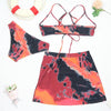 Bikini Women Push Up Swimsuit 3 Piece Bikini Set With Cover Up Women's Fashion 3 Piece Tie Dye Top Bikini Set Swimsuit Cover Up Skirt Swimwear Push Up Bather Swim Wear by Stevvex