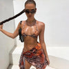 Bikini Women Push Up Swimsuit 3 Piece Bikini Set With Cover Up Women's Fashion 3 Piece Tie Dye Top Bikini Set Swimsuit Cover Up Skirt Swimwear Push Up Bather Swim Wear by Stevvex