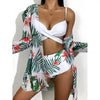 Bikini Women Push Up Swimsuit 3 Piece Bikini Set With Cover Up Women's Fashion 3 Piece Tie Dye Top Bikini Set Swimsuit Cover Up Skirt Swimwear Push Up Bather Swim Wear by Stevvex