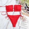 Bikini Women Swimsuit Female Low Waist Swimwear Women Beach Mini Thong Bikini Set Bathing Suit Women Thong Swimsuits Strapless 2 Piece Bikini String Tie Ruffle Brazilian Bathing Suit by Stevvex