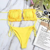 Bikini Women Swimsuit Female Low Waist Swimwear Women Beach Mini Thong Bikini Set Bathing Suit Women Thong Swimsuits Strapless 2 Piece Bikini String Tie Ruffle Brazilian Bathing Suit by Stevvex