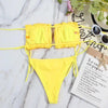 Bikini Women Swimsuit Female Low Waist Swimwear Women Beach Mini Thong Bikini Set Bathing Suit Women Thong Swimsuits Strapless 2 Piece Bikini String Tie Ruffle Brazilian Bathing Suit by Stevvex