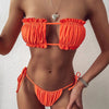 Bikini Women Swimsuit Female Low Waist Swimwear Women Beach Mini Thong Bikini Set Bathing Suit Women Thong Swimsuits Strapless 2 Piece Bikini String Tie Ruffle Brazilian Bathing Suit by Stevvex