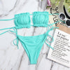 Bikini Women Swimsuit Female Low Waist Swimwear Women Beach Mini Thong Bikini Set Bathing Suit Women Thong Swimsuits Strapless 2 Piece Bikini String Tie Ruffle Brazilian Bathing Suit by Stevvex